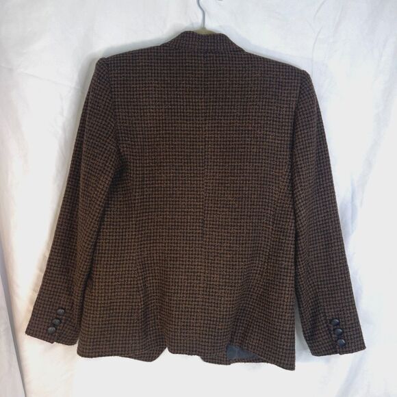Atrium Collection Brown Tweed Plaid Career Blazer Double Breasted Size 8 Classic - Picture 2 of 10